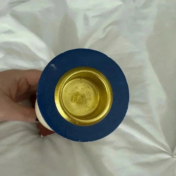 VTG 90’s Candlestick Christmas Snowman Cottagecore Country Wooden Hand Painted - Picture 6 of 11